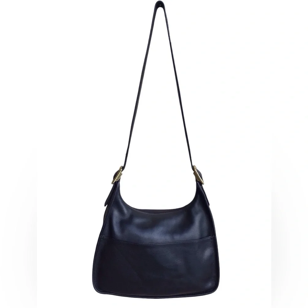 COACH Vintage Legacy Crescent Black Leather Flap Bag